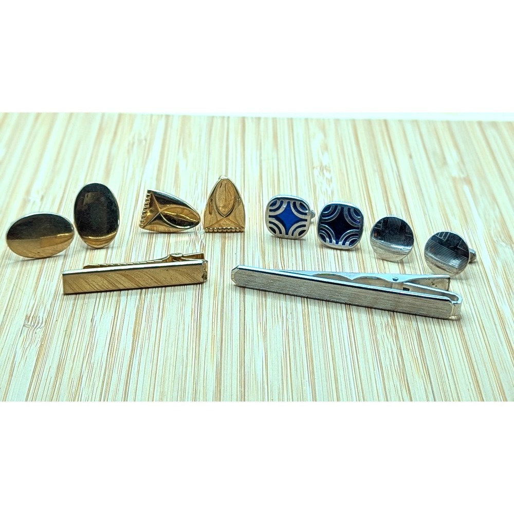 Vintage Anson Swank Cufflinks & Tie Bar Lot Mid Century Men Accessories 6 Pc